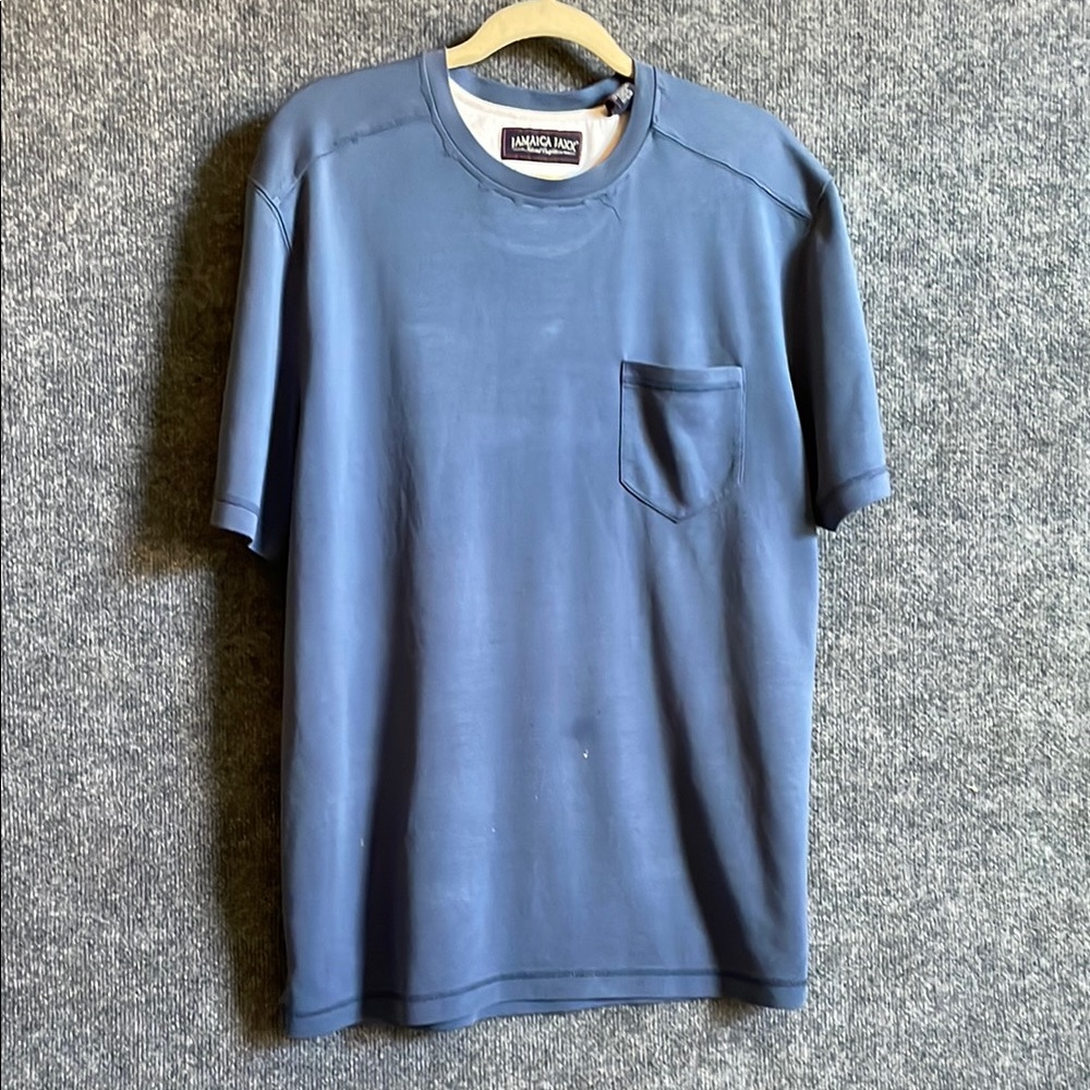 Jamaica Jazz Island wear pocketed Blue Short Sleeve Tee Sz LG